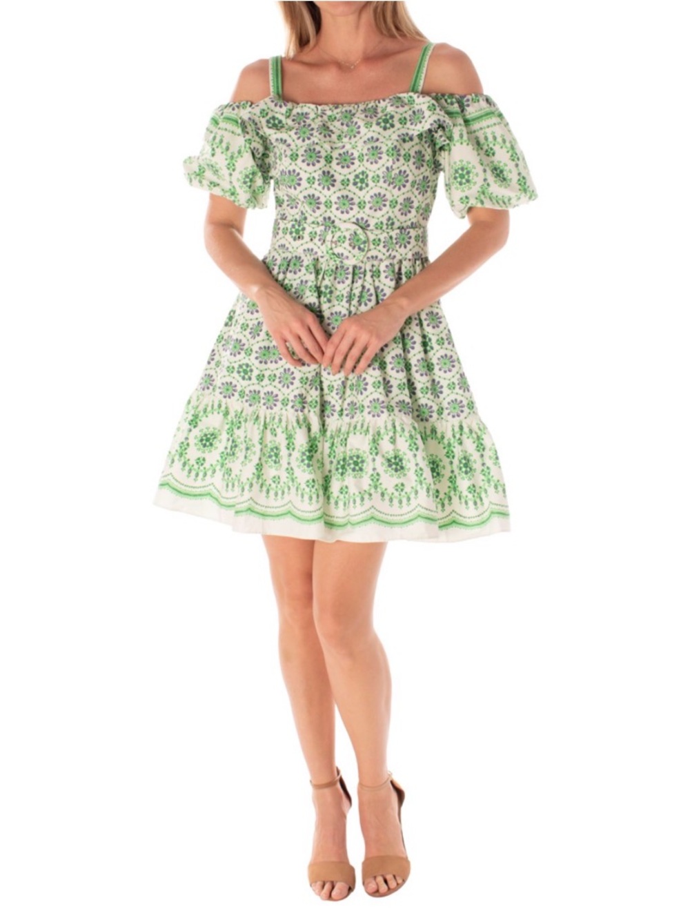 Maison Tara Bubble Summer Spring Dress Size 6 Like New Green